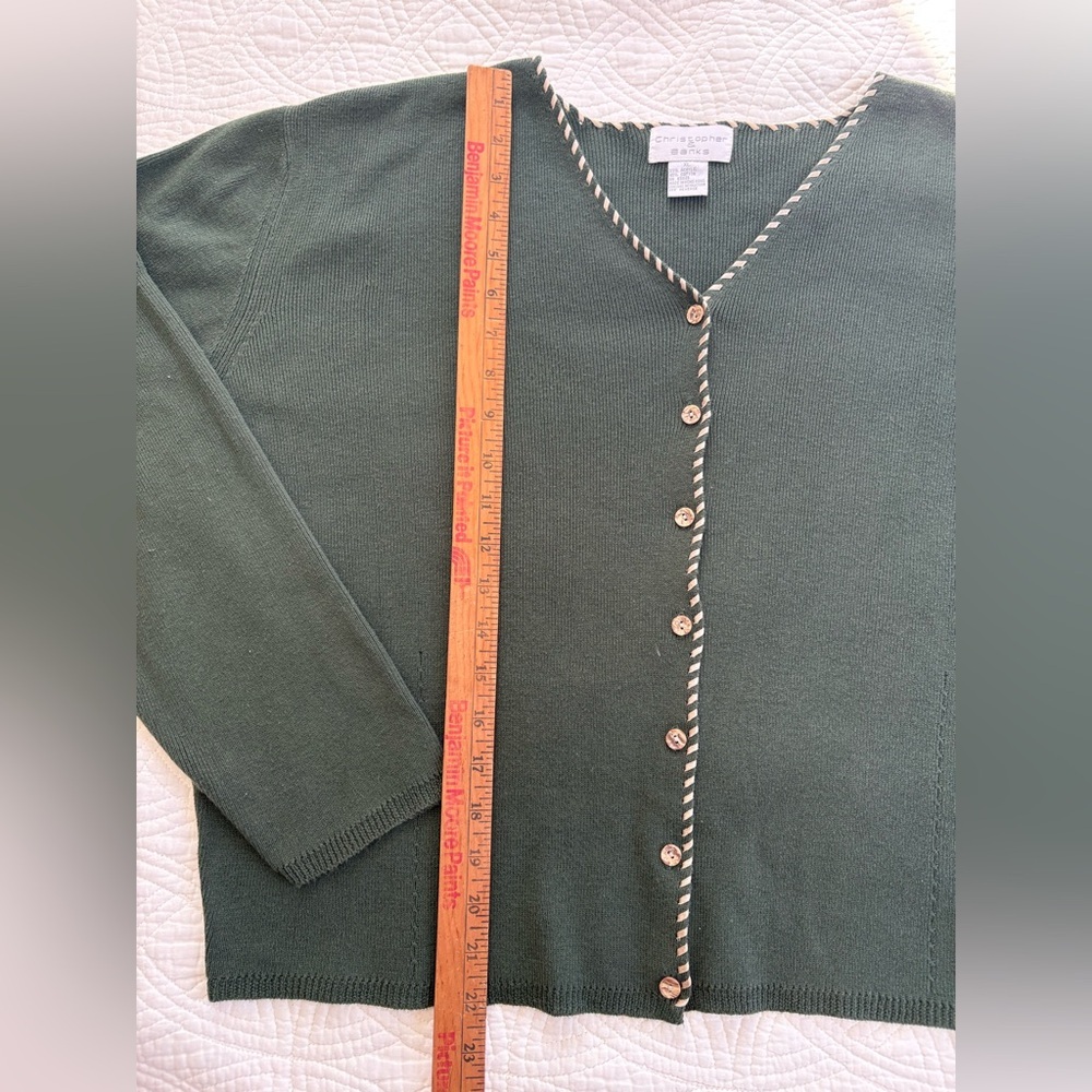 Vintage Hunter Green Knit Cardigan with Embroidered detailing XL - Picture 5 of 7